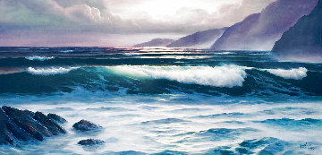 Untitled Seascape 2000 30x54 Huge Original Painting - Maurice Meyer