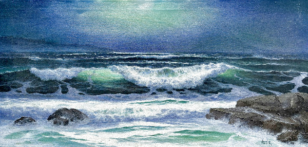 Untitled Seascape 24x48 - Huge Original Painting by Maurice Meyer