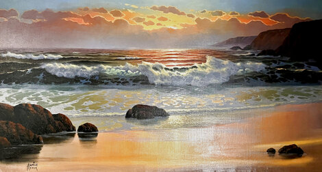 Evening Calm 27x51 - Huge - California Original Painting - Maurice Meyer