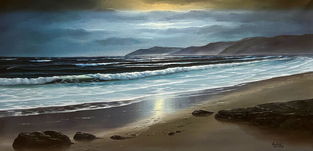 Nocturnal Seascape 29x52 - Huge Original Painting by Maurice Meyer Nocturnal Seascape 29x52 - Huge Original Painting by Maurice Meyer