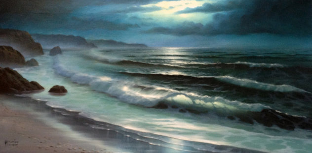 Untitled Seascape 15x30 Original Painting by Maurice Meyer