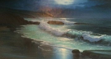Untitled Seascape 1970 56x32 Super Huge Original Painting - Maurice Meyer Untitled Seascape 1970 56x32 Super Huge Original Painting - Maurice Meyer