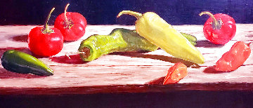 Still Life Peppers 9x15 Original Painting - Mark H Brown Still Life Peppers 9x15 Original Painting - Mark H Brown