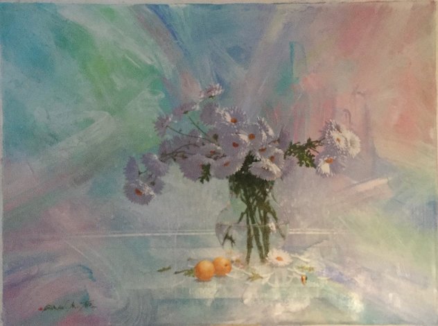 Chrysanthemums And Apricots 2012 30x40 Huge Original Painting by Michael Gorban