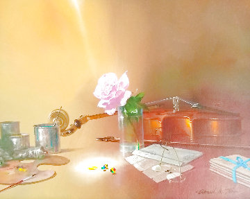 Pink Rose 2007 24x28 Original Painting - Michael Gorban Pink Rose 2007 24x28 Original Painting - Michael Gorban