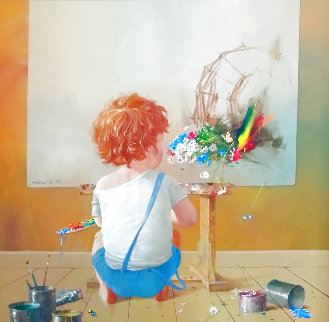 Young Painter 2007 43x43 Original Painting - Michael Gorban Young Painter 2007 43x43 Original Painting - Michael Gorban