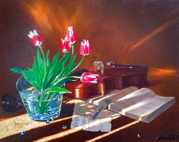 Red Tulips 2006 25x29 Original Painting - Michael Gorban Red Tulips 2006 25x29 Original Painting - Michael Gorban