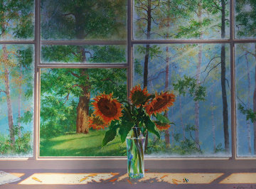 Sunflower Grove 2005 30x40 Huge Original Painting - Michael Gorban