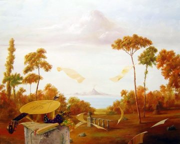 Landscape With Mandolin 40x50 Huge Original Painting - Michael Gorban Landscape With Mandolin 40x50 Huge Original Painting - Michael Gorban