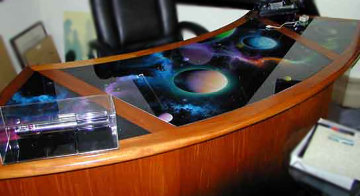 Desk With Reverse Glass Paintings 1999 30x96 Huge Original Painting - Michael David Ward Desk With Reverse Glass Paintings 1999 30x96 Huge Original Painting - Michael David Ward