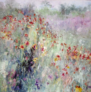 Field By My House 1992 39x39 Original Painting - Henrietta Milan Field By My House 1992 39x39 Original Painting - Henrietta Milan