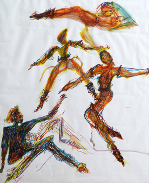 Dancers Watercolor 1985 Original Painting by Miles Davis