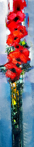 Untitled Floral Still Life 39x9 Original Painting - Michael Milkin