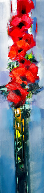 Untitled Floral Still Life 39x9 Original Painting - Michael Milkin