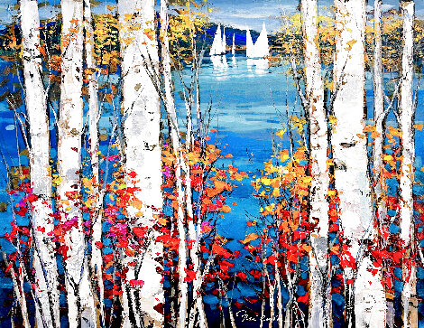 Untitled Fall Seascape 36x28 Original Painting - Michael Milkin