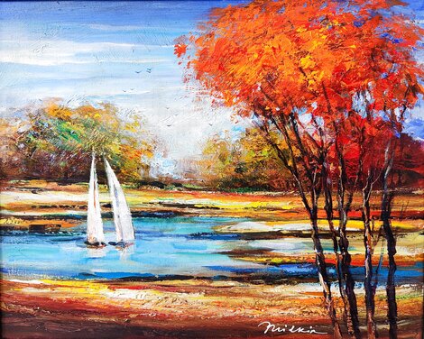 Sailboat Duo 2014 24x40 Oil on Canvas  - Huge Original Painting - Michael Milkin