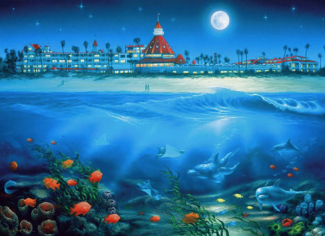 Moon Over Coronado 2000 -  San Diego, California Limited Edition Print - David Miller