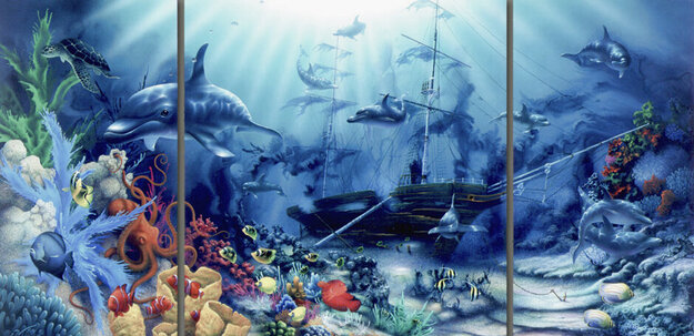 Ocean Treasures Triptych AP 1996 Limited Edition Mixed Media by