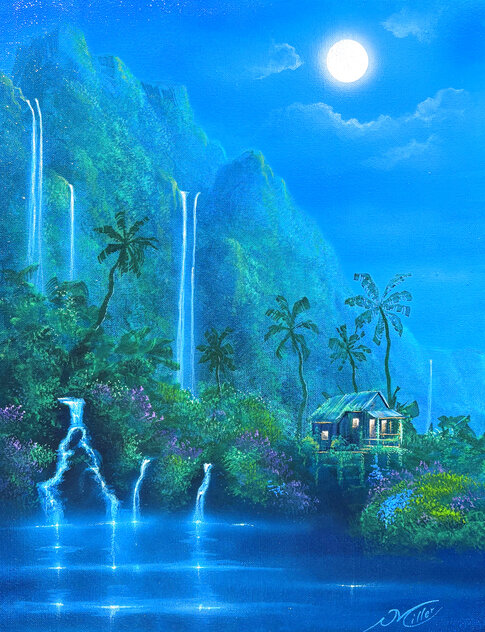 Moonlit Dolphins 1989 36x24 by David Miller - For Sale on Art