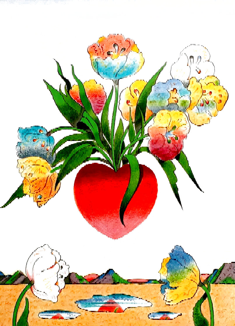 Heart and Flowers 1973 Lithograph 30x21 by Milton Glaser
