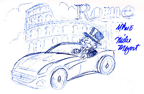 Monopoly Man in Rome 2008 12x9 - Italy Drawing -  MiMo
