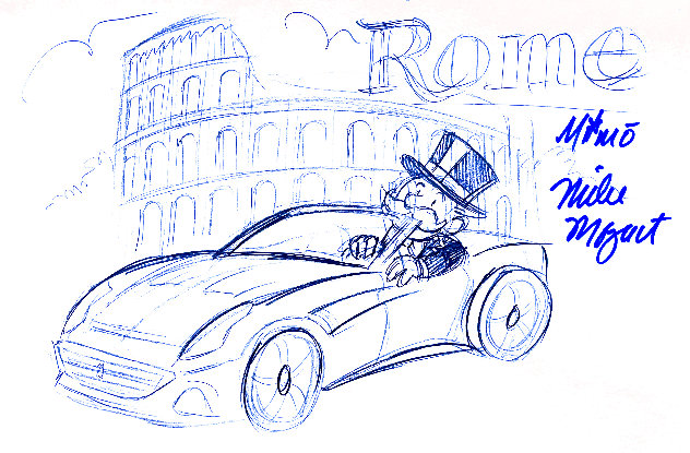Monopoly Man in Rome 2008 12x9 - Italy Drawing by  MiMo