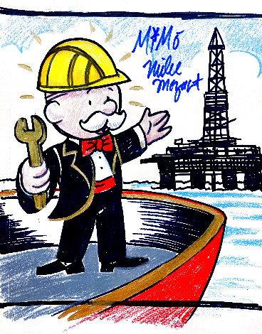 Monopoly Man Oil Rigg  2008 12x9 Original Painting -  MiMo