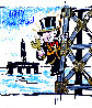 Monopoly Man Working on the Oil Rig 2008 12x9 - California Drawing by  MiMo - 0
