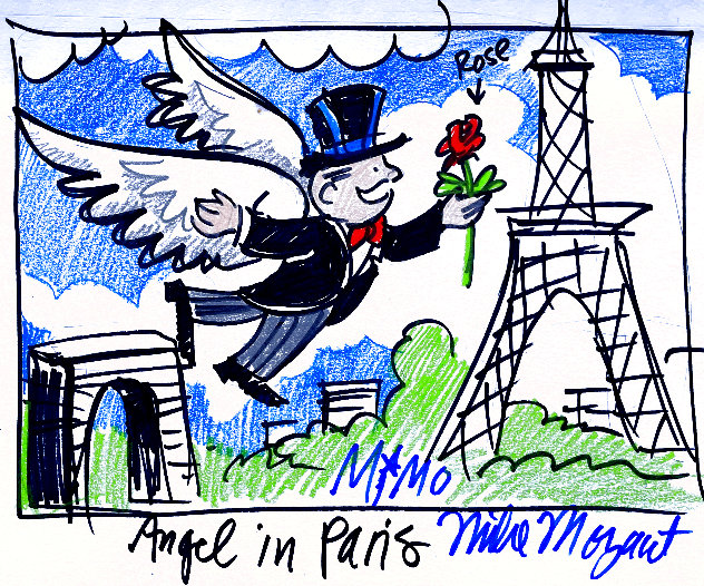 Monopoly Angel in Paris 2008 9x12 Works on Paper (not prints) by  MiMo