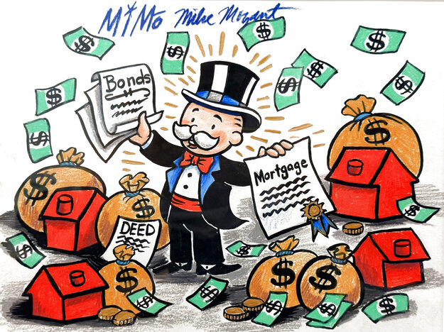Untitled Monopoly Man Portrait 2015 Framed Mixed Media Drawing 9x12 by ...