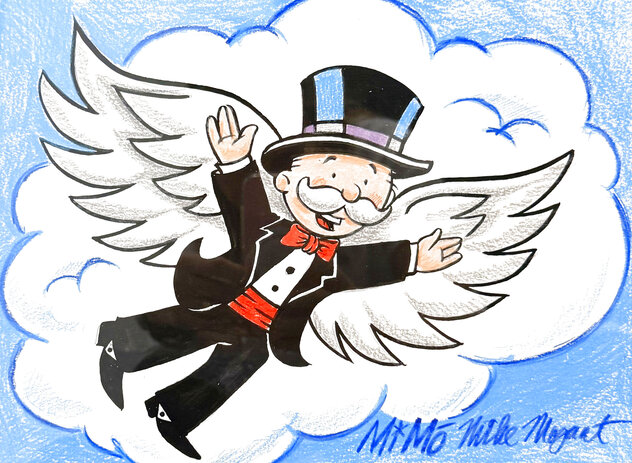 Untitled Monopoly Man Portrait 2015 Framed Mixed Media Drawing 9x12 by ...