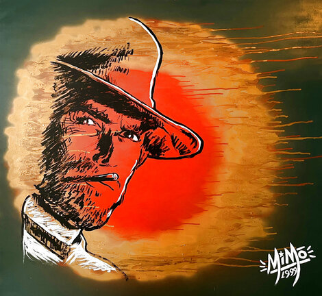 Clint Eastwood 1999 Framed Oil on Wood 44x48 by MiMo - For Sale on