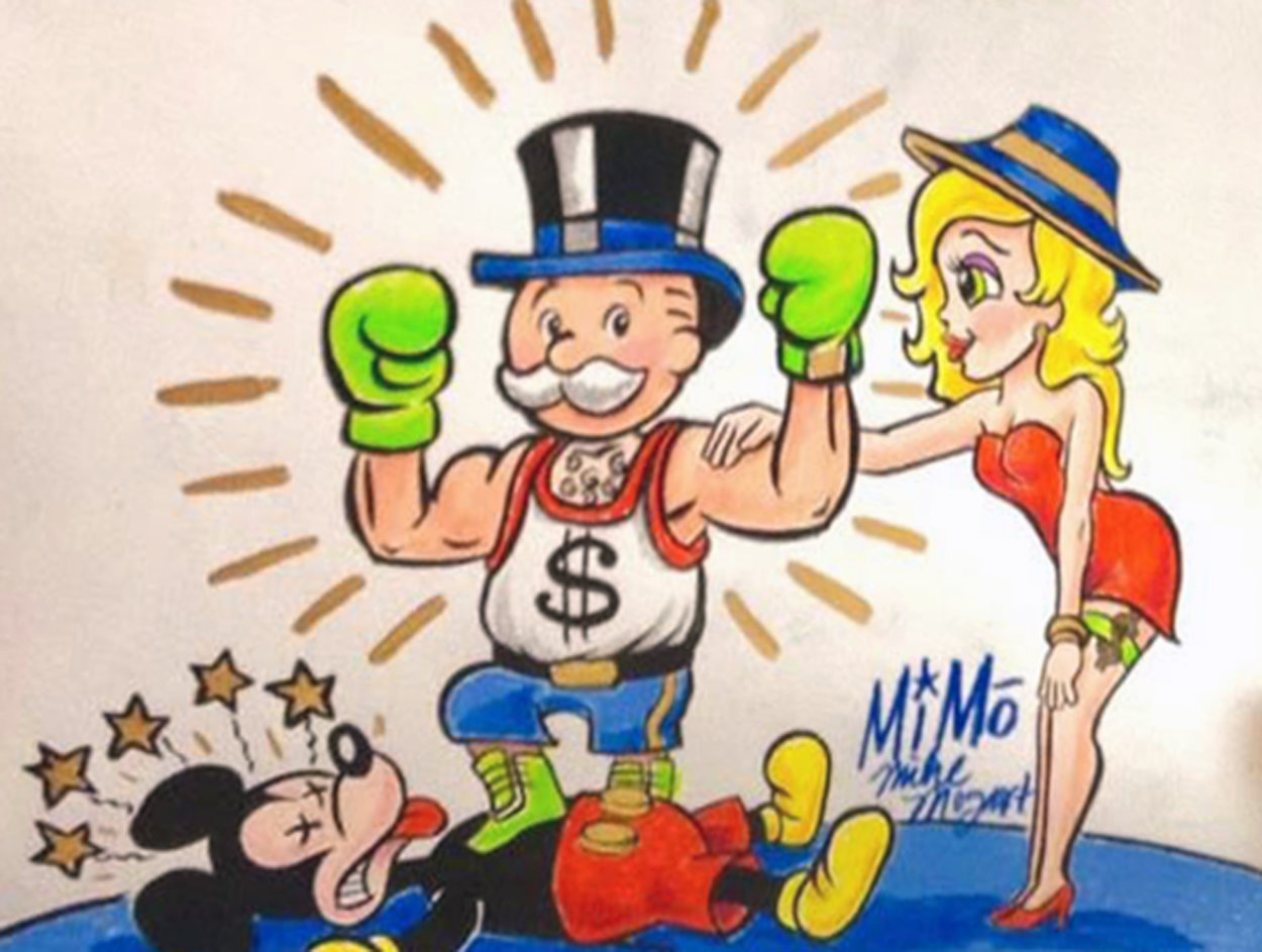 Mimo Monopoly Man Boxing Mickey Unique 2013 15x13 Works on Paper (not prints) by  MiMo