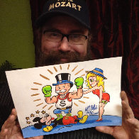 Mimo Monopoly Man Boxing Mickey Unique 2013 15x13 Works on Paper (not prints) by MiMo - 2 Mimo Monopoly Man Boxing Mickey Unique 2013 15x13 Works on Paper (not prints) by MiMo - 2