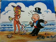 Monopoly Man Goldie Beach Day - Unique 2013 15x13 Works on Paper (not prints) by MiMo - 1 Monopoly Man Goldie Beach Day - Unique 2013 15x13 Works on Paper (not prints) by MiMo - 1