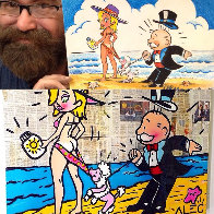 Monopoly Man Goldie Beach Day - Unique 2013 15x13 Works on Paper (not prints) by MiMo - 4 Monopoly Man Goldie Beach Day - Unique 2013 15x13 Works on Paper (not prints) by MiMo - 4
