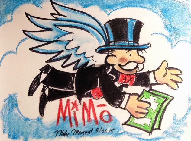 Flying Monopoly With Cash Unique 2012 25x18 Works on Paper (not prints) by  MiMo