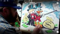 Mike Mozart Selfie Stick Monopoly Man Scrooge McDuck Unique 2013 25x18 Works on Paper (not prints) by  MiMo - 3