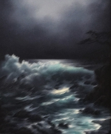 Moonlit Cove 1970 28x24 Original Painting by Rosemary Miner Moonlit Cove 1970 28x24 Original Painting by Rosemary Miner