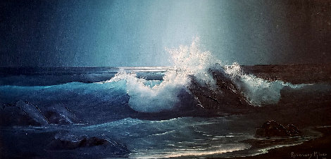 Untitled Seascape 1962 25x36 Original Painting - Rosemary Miner