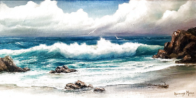 Untitled California Seascape 1960 24x44  Huge Original Painting by Rosemary Miner