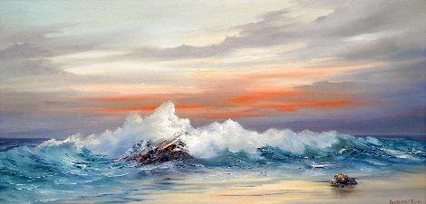 Untitled Seascape 24x41 - Huge Original Painting - Rosemary Miner