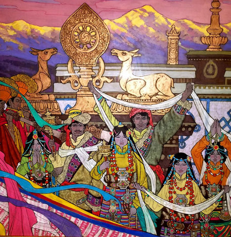 Himalayan Wedding March 2007 47x47 - Huge Original Painting - Zu Ming Ho