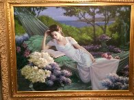 Quiet Bay Afternoon 1980 40x50 Huge Original Painting by Zu Ming Ho - 1 Quiet Bay Afternoon 1980 40x50 Huge Original Painting by Zu Ming Ho - 1