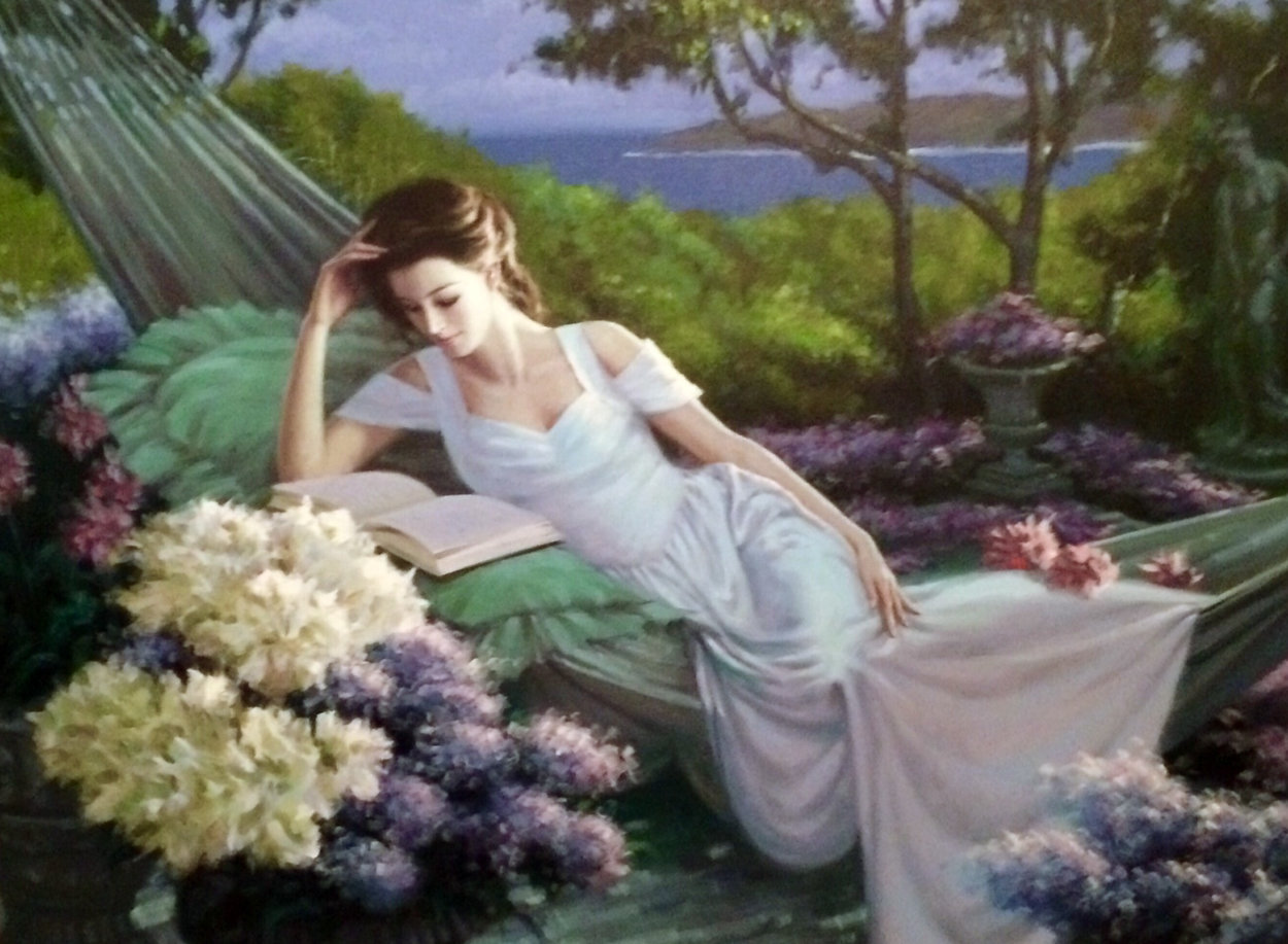 Quiet Bay Afternoon 1980 40x50 Huge Original Painting by Zu Ming Ho Quiet Bay Afternoon 1980 40x50 Huge Original Painting by Zu Ming Ho