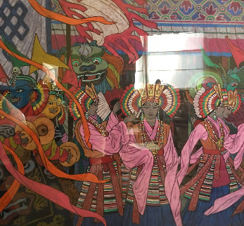 Rainbow Headress 2003 47x47 Super Huge Original Painting - Zu Ming Ho Rainbow Headress 2003 47x47 Super Huge Original Painting - Zu Ming Ho