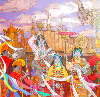 Golden Fortunes 35x35 Huge Original Painting - Zu Ming Ho Golden Fortunes 35x35 Huge Original Painting - Zu Ming Ho