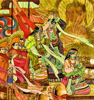 Inside Buddha's Great Temple 2006 49x49 Super Huge Original Painting - Zu Ming Ho Inside Buddha's Great Temple 2006 49x49 Super Huge Original Painting - Zu Ming Ho