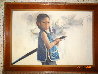 Little Rowing Girl 1972 31x43 Huge Original Painting by Wai Ming - 3