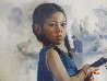 Little Rowing Girl 1972 31x43 Huge Original Painting by Wai Ming - 4
